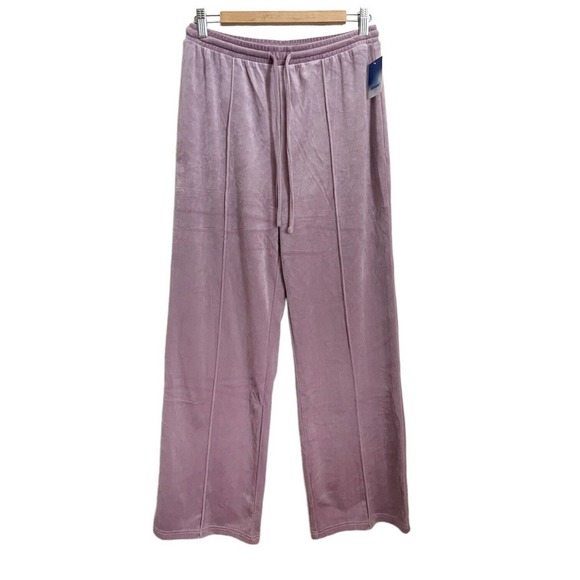 Abound NWT Velour Track Pants High Rise Purple Morn Elastic Waist Lounge - Picture 2 of 5